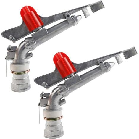 Pistolet d'irrigation agricole rotatif 360° réglable, construction robuste en alliage d'aluminium, lot de 2 (3,8 cm)