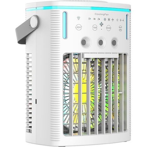 Portable fan with 3 speeds, quiet operation, remote control and timer function.
