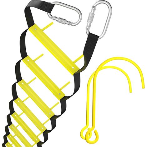 Échelles de Secours 4 m Échelles Rétractables pour Maisons à 2 Etages Compact et Portable Échelle de Corde Adaptée à l'Evasion de Balcon et de Fenêtres avec Crochets Évacuation d’Urgence (1/5)