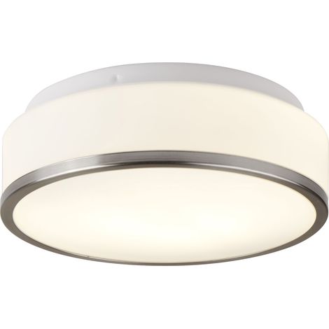 Searchlight Discs - Flusso Bagno 2 Luci Soffitto Argento Satinato, Opale IP44, E27 (1/5)