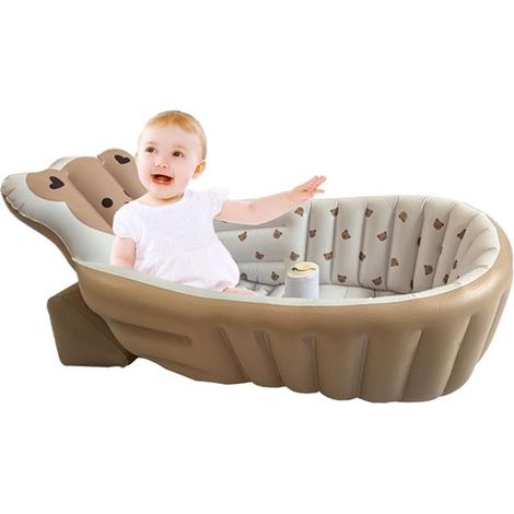 Vaschetta gonfiabile per neonati, vaschetta da viaggio per bambini piccoli, per un bagnetto sicuro, pieghevole e leggera, 90 x 55 cm, blu (1/5)