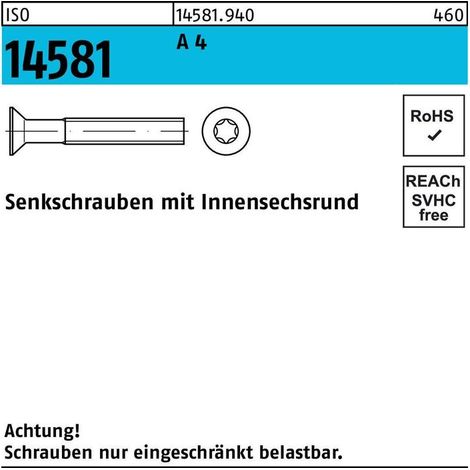 Vis à tête fraisée ISO 14581 ISR M5x 10 T25 A 4 500 pièces