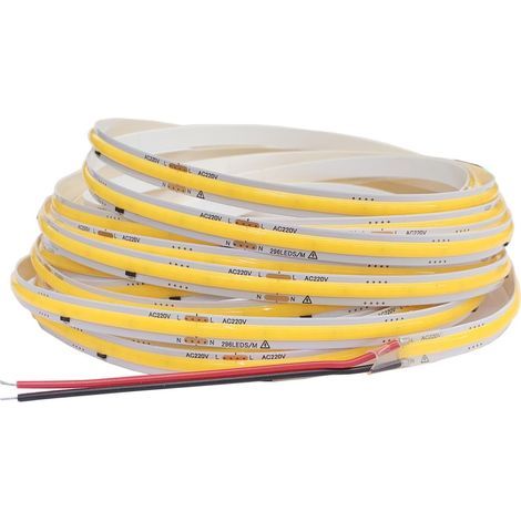 COB LED Strip 220V, Flexible, 296 LEDs, Warm White 4000K, Driverless Linear Lighting, Indoor (1/5)