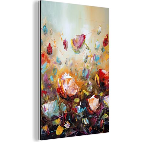 CUADRO DE METAL Flores - Arte - Naturaleza - Pintura al óleo Decoracion Pared Salon 40x60 (1/5)
