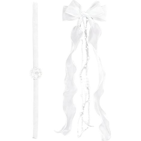 Organza-Haar-Kopfschmuck, Kommunion-Blumenmädchen-Kopfschmuck, Band-Haar-Accessoire 19 Zoll, elegantes Hochzeits-Haarteil für Zeremonie, Geburtstag, Kirche, Abendessen, Veranstaltung, leichtes Design (1/5)