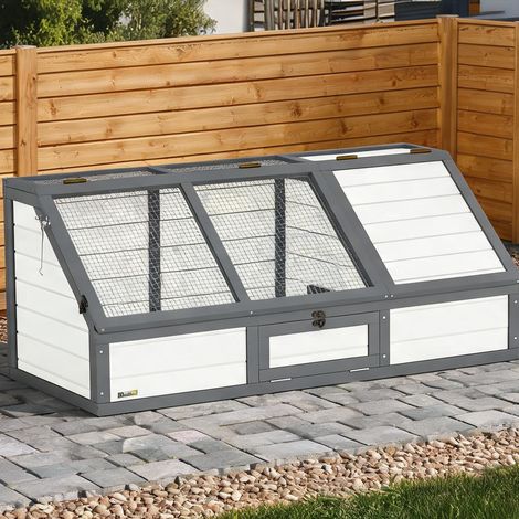 Bois massif enclos pour tortues avec abri blanc 120 x 55 x 50 cm (1/5)