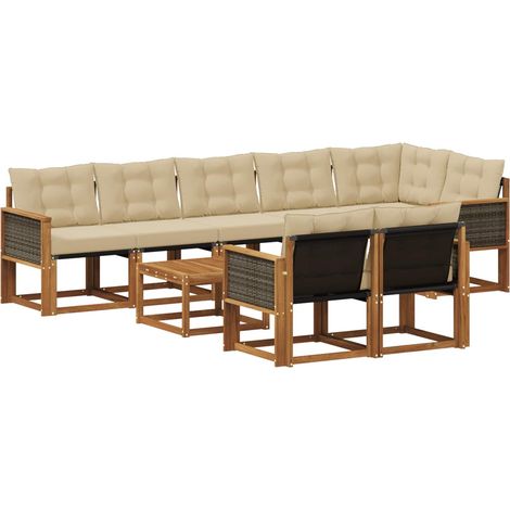 Outdoor Sofa Set with Cushion 9 pcs Natural and Beige vidaXL (1/5)