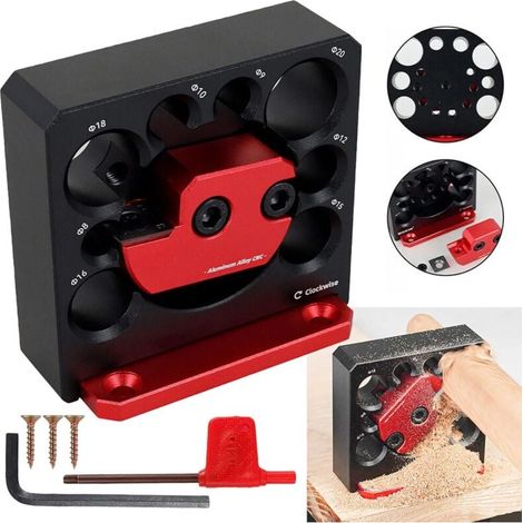 Cheville fabricant gabarit réglable en alliage d'aluminium 8 trous perceuse électrique fraisage bois massif tige ronde outil auxiliaire de travail du bois (1/4)