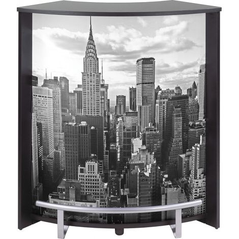 Comptoir de bar noir et imprimé New York Snack 96cm (1/4)