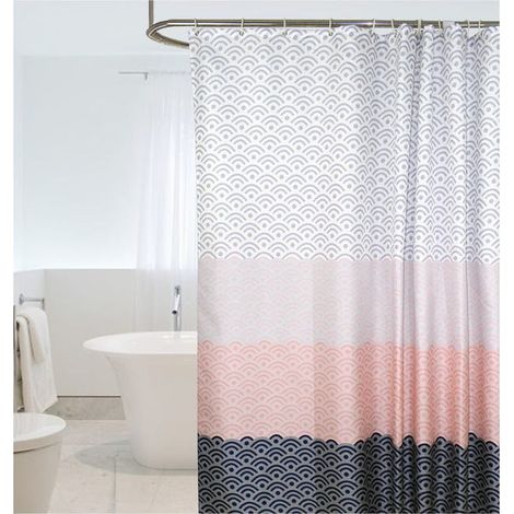 Tenda da bagno 180x200 cm, tenda da doccia ondulata, tessuto in poliestere impermeabile lavabile in lavatrice (1/4)