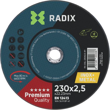 Disque à tronçonner inox et métal - Radix - Premium - 230 x 2.5 x 22.23 mm (1/2)