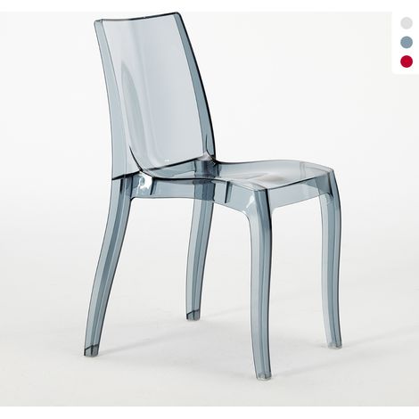 Grand Soleil – Chaise salle à manger bar empilable en polycarbonate transparent – Confort ergonomique – Hauteur d'assise 45,5 cm – Design moderne