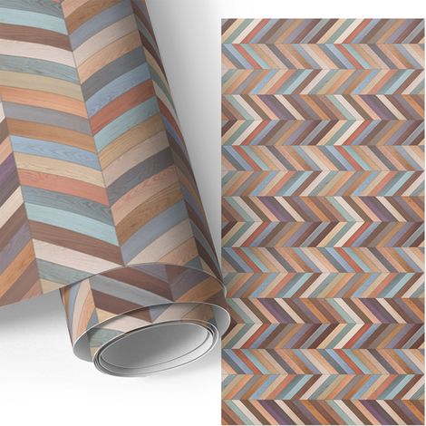 Möbelfolie - Klebefolie für Möbel - Selbstklebende - Deko-Folie für Küche Schrank Tisch & Fensterbank - Farbenfrohes Fischgrätmuster 50x100 cm
