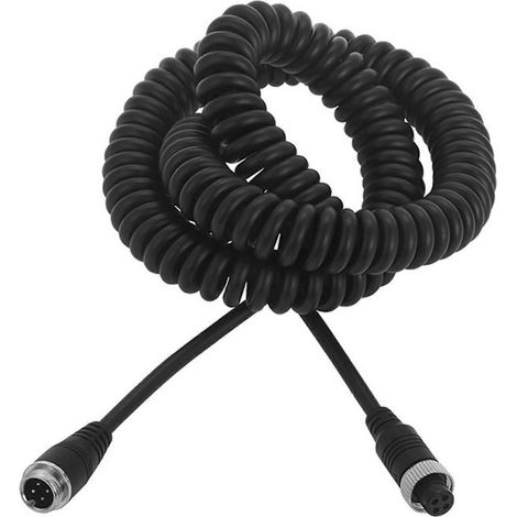 Câble d'extension de 8 m pour caméra de recul de voiture, camion ou remorque, avec ressort et 4 broches. (1/5)