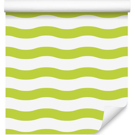 Gestreifte Tapete in Limette, Weiß und Creme für Wohn- und Schlafzimmer, 50 x 1000 cm (1/5)
