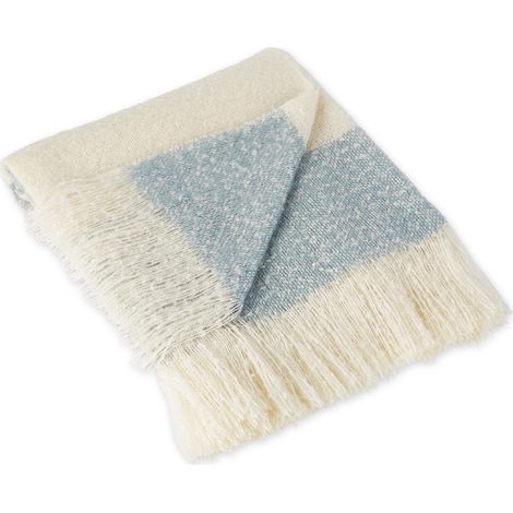 Couvre-lit à Chevrons pour intérieur/extérieur 100% Coton Camping Barbecue plages Couverture Quotidienne – 127 x 152,4 cm, Bleu Nautique (1/5)