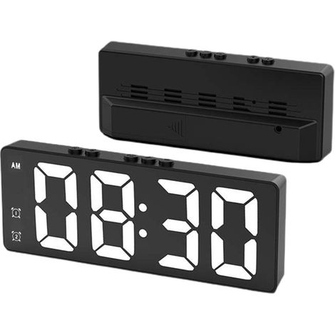 Réveil Électronique À LED Rechargeable - Écran Miroir - Détecteur Sonore - Affichage Température Humidité - 16 x 2,5 x 6,15 cm - 1 Pièce (1/5)