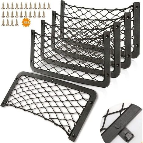 Rete portaoggetti per camper, set da 5 pezzi, organizer per bagagliaio auto 36 x 18 cm, borsa multifunzionale per accessori (con gancio, viti e copriviti) (1/4)