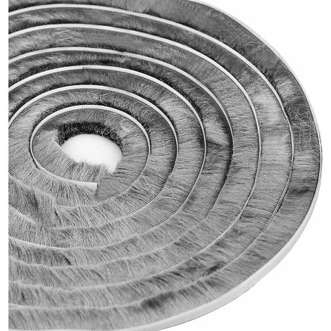 Bande de 5 m avec brosse d'étanchéité auto-adhésive de 9 mm x 15 mm, résistante à la poussière et au vent, pour fenêtres et portes mobiles.
