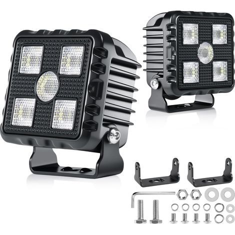 antom 2-teiliger LED-Arbeitsscheinwerfer, 28000 Lumen, Zusatzscheinwerfer, 12V/24V, IP68, mit hochwertigem LED-Chip für SUVs, UTVs, Bagger, Traktoren und Gelände-ATVs (1/5)