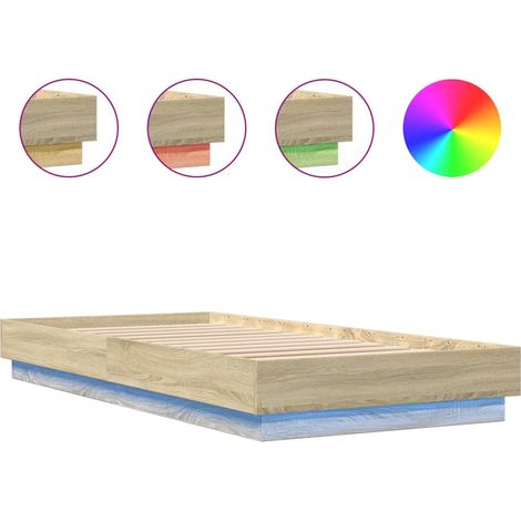 Maison Exclusive - Bettgestell LED Sonoma-Eiche 100x200 cm (1/5)