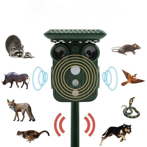 Répulsif Chat Ultrason Solaire Exterieur, Repulsif Chien Imperméable, Fréquence Réglable Répulsif pour Animaux Peut Empêcher Les Souris, Les Chiens, Les Chats (1/3)