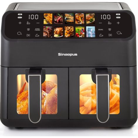 VVBV Friteuse à air chaud, 9 L, double compartiment, 10 fonctions, écran tactile, Noir (1/5)