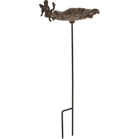 Bebedero para pájaros de jardín para exterior pileta de hierro antiguo decorativo marrón Magpie