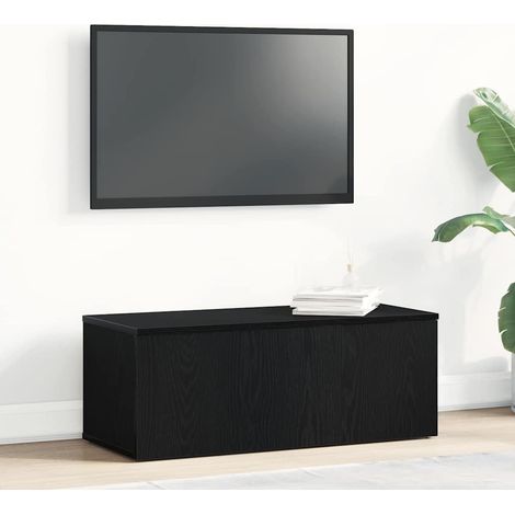 Meuble TV avec tiroir-Banc TV-Meuble Télé Chêne noir 80x34x30 cm Bois d'ingénierie (1/5)