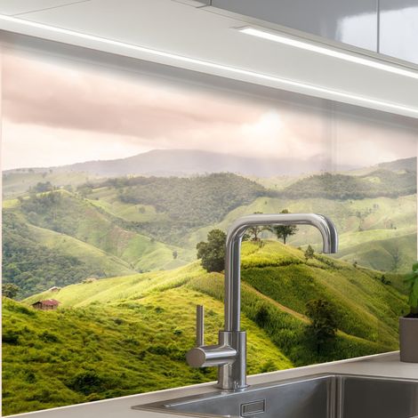 REVETEMENT MURAL DE CUISINE, CRÉDENCE DE CUISINE Paysage - Collines - Vert 80x60 cm (1/5)