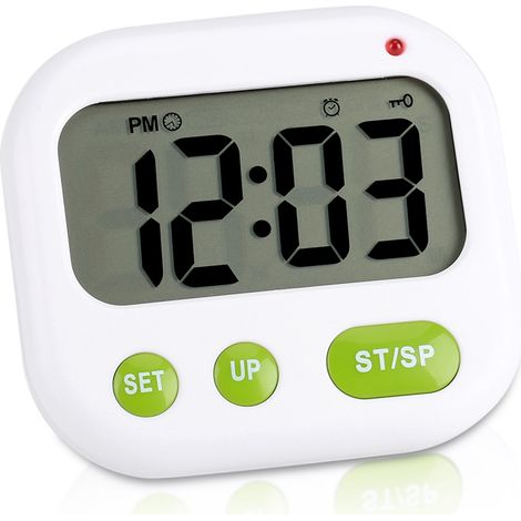 Réveil numérique LCD digital avec vibreur et alarme sonore, minuteur de cuisine électronique rétroéclairé (1/5)
