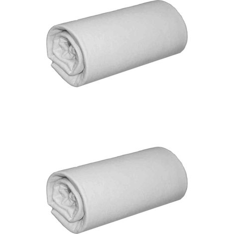Lot de 2 draps housses jersey gris bonnet 30 cm 100% coton biologique 90x200