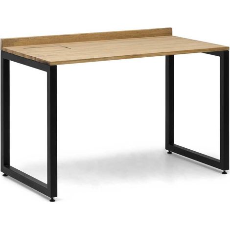 Mesa escritorio Eco-Line con bandeja inferior oculta de acero Negro 118x60x75cm, tablero en madera maciza de pino acabado envejecido estilo industrial Box Furniture. (1/5)