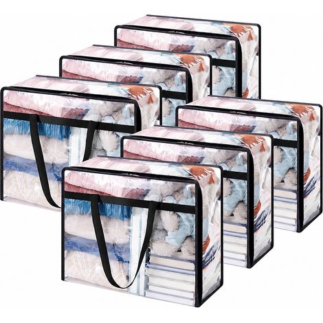 Sacs de rangement transparents pour couettes, grande capacité, en PVC imperméable, pour déménagement en résidence étudiante, 40 L x 6 pièces (1/5)