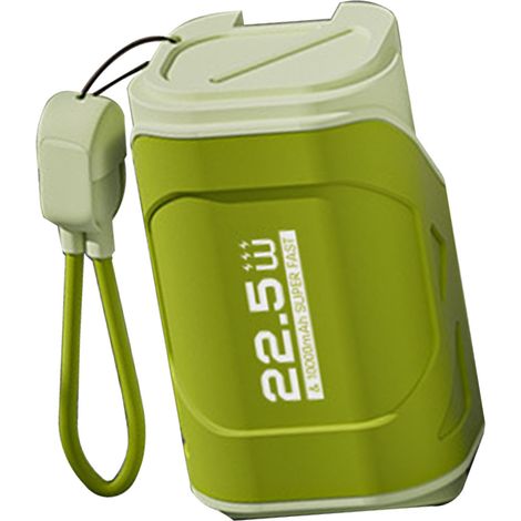 batterie externe 10000mAh avec prise murale AC et câble charge rapide 22.5W compacte voyage chargeur portable pour Android et iOS vert olive (1/5)