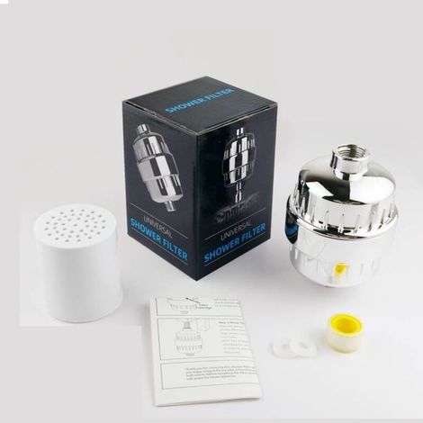 Filtre de douche à 15 étapes, adoucisseur d'eau, pour une peau et des cheveux plus sains, élimine le chlore, les métaux lourds et dépôts, avec de la vitamine C (1/3)
