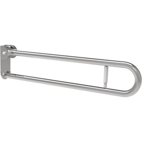 Barra maniglione ribaltabile cm 83 con porta rotolo e piastra lunga inox satinato (1/3)