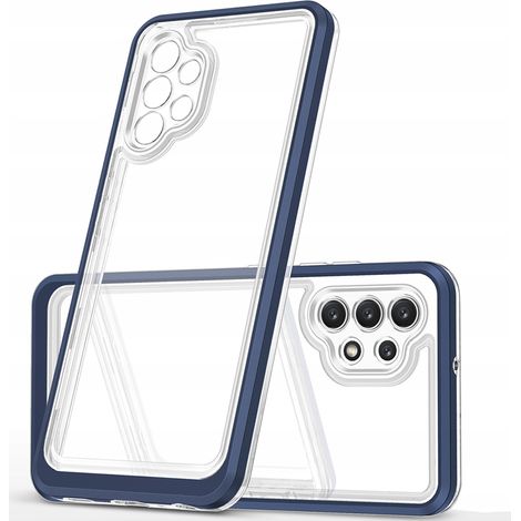 Coque transparente 3 en 1 pour Samsung Galaxy A32 5G, coque en gel avec cadre bleu (1/5)