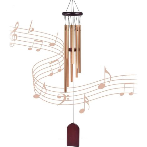 Campana de viento de metal para exterior, 8 tubos de aleación de aluminio, decoración colgante para jardín, balcón y patio (1/4)