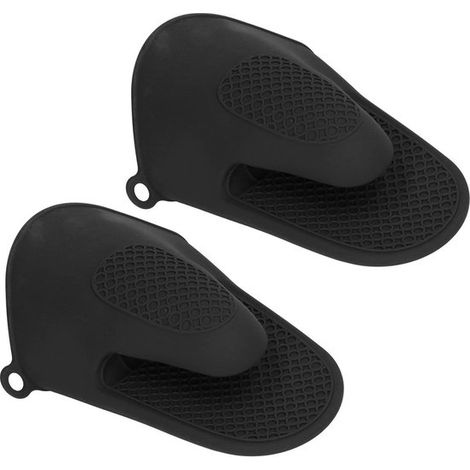 Silikon-Ofenhandschuhe, hitzebeständige Küchenhandschuhe mit rutschfestem Design zum Kochen, Backen und Grillen in der Mikrowelle (schwarz) (1/5)