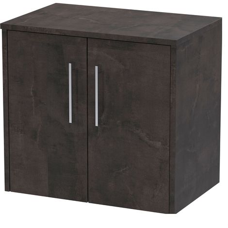 Winshill Contemporary Wall Hung Vanity Unit with Worktop, Metallic Slate, 600mm