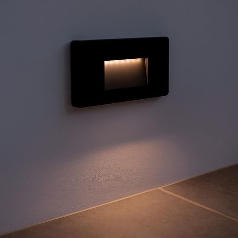 Applique LED extérieure, 3 W (30 W), balise noire pour escaliers et chemins, surface murale, IP65 étanche, lumières de passage (lumière naturelle, rectangulaire) (1/5)