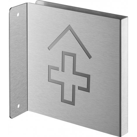 Targa segnaletica <>, acciaio inox spazzolato, 120 x 120 mm, con bordo ripiegato – THIRARD (1/3)