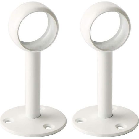 Support Tringle Rideau Plafond en Acier Inoxydable, Support Tringle Penderie pour Tube de rond Ø 25 mm, Blanc Brillant 2 Pcs (1/5)