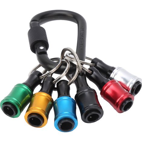 Porte-embouts de tournevis à tige hexagonale (6 pièces) en alliage d'aluminium, porte-clés, adaptateur de barre d'extension (1/5)