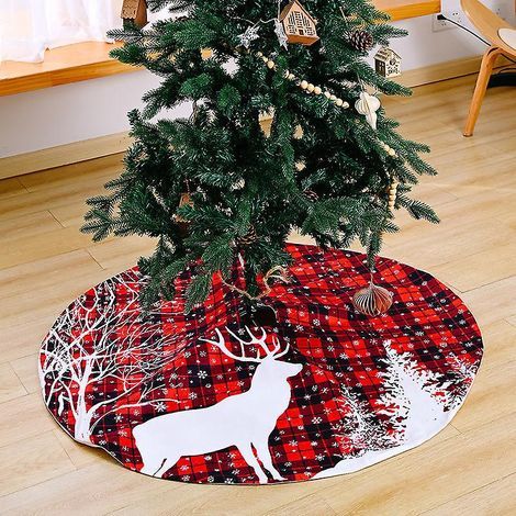 jupe De Sapin Carreaux - 120 Cm - Rouge, Dcoration De Sapin De Nol, Housse De Sapin Artificiel, Dcoration De Sapin De Nol Festive (1/5)