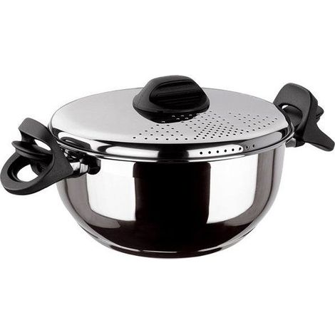 Faitout Pasta und Gemüse - INOXIBAR - 22 cm - Siebdeckel - Edelstahl - Induktion (1/4)