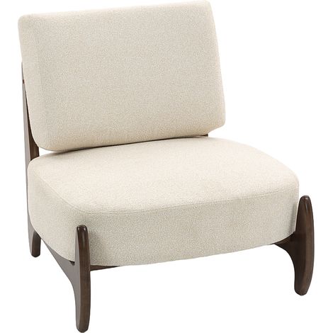 Lounge-Sessel aus cremefarbenem Chenille, bequem gepolsterter Sitz, dickes Kissen, 72 x 73,5 x 81 cm