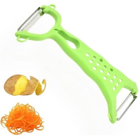 Veggie Glide - Éplucheur Double Fonction en Acier Inoxydable, 2 en 1 pour Éplucher et Râper, Éplucheur à Fruits et Légumes avec Poignée Ergonomique(vert)