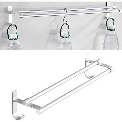 Porte-serviettes Zerodis argenté et blanc, salle de bain, hôtel, maiso (1/4)